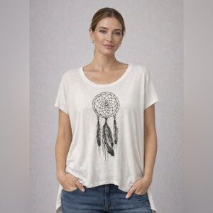PPLA Cream Tee with Black Dreamcatcher Graphic